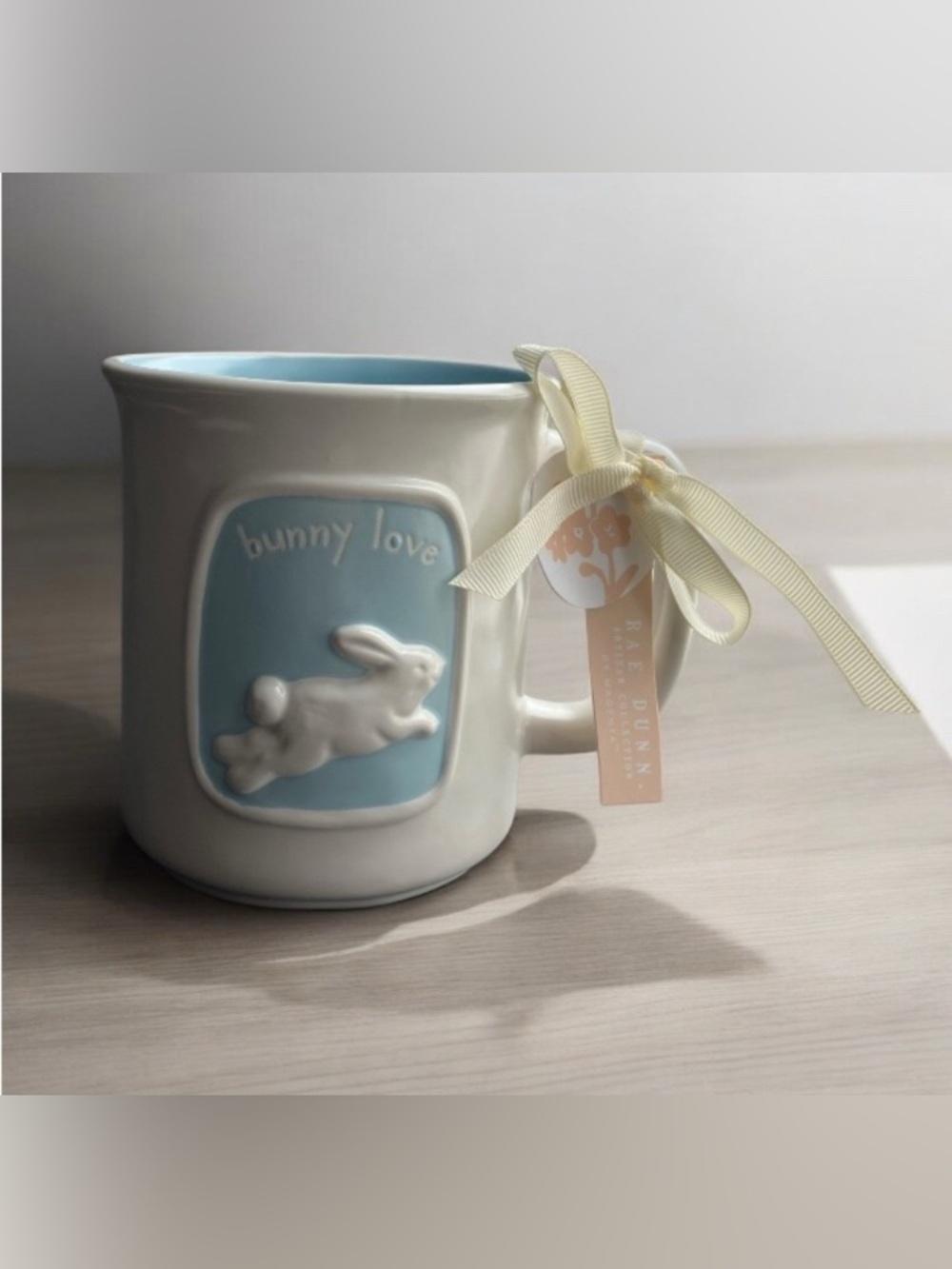 NEW Rae Dunn Bunny Love Ceramic Coffee Mug Embossed Rabbit Bunny Easter Spring